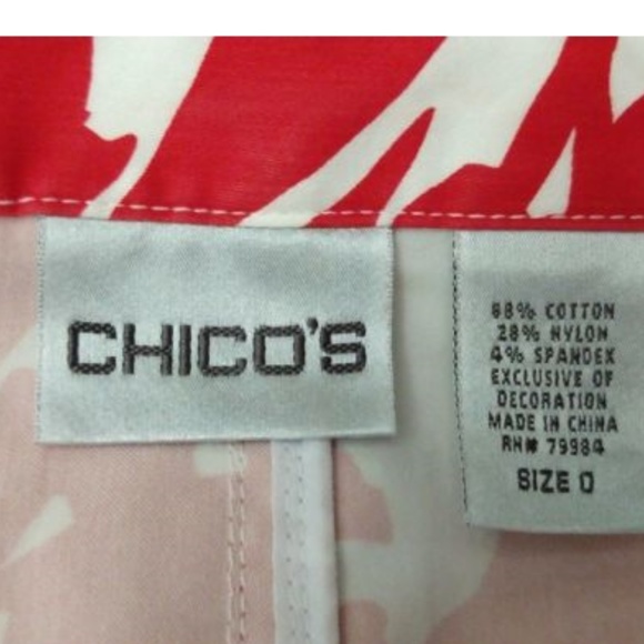 Chico's 0 Red & White Floral Fitted Jacket - Picture 6 of 6